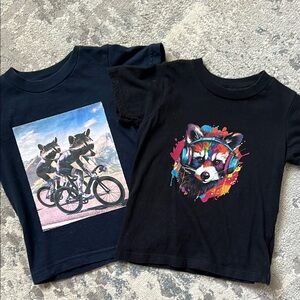 Kids Black Graphic T-Shirts Set 2T